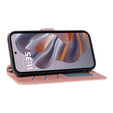 Etui z klapką do Motorola Edge 50 Neo / Motorola ThinkPhone 25, Rhombus Crossbody Leather, różowe rose gold