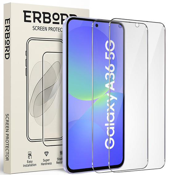 2x Szkło Hartowane ERBORD 9H Hard Glass do Samsung Galaxy A36 5G – pewna ochrona ekranu każdego dnia