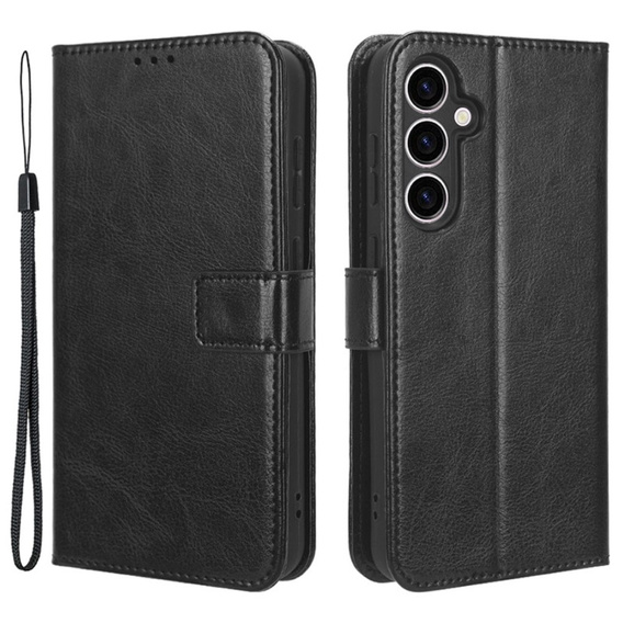 Etui z klapką do Samsung Galaxy S23 FE, Crazy Horse Wallet, czarne