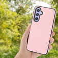 Etui skórzane do Samsung Galaxy S23 FE + Szkło Hartowane 9H, Obudowa Lychee leather Case, różowe