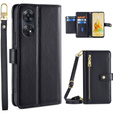 Etui z klapką do Oppo Reno8 T 4G, Wallet Zipper Pocket, czarne