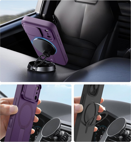 Etui Suritch Shockproof z podstawką i osłoną aparatu, do MagSafe do iPhone 17 Pro Max