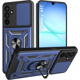 Etui pancerne do Samsung Galaxy A17 5G, z ochroną aparatu, z podstawką, niebieskie