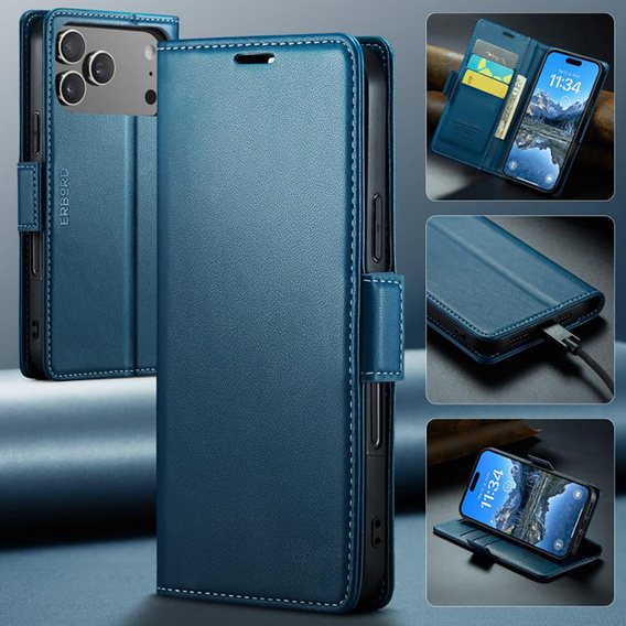 Etui portfelowe Glossy Litchi z klapką do iPhone 17 Pro Max