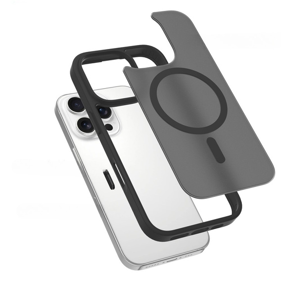 Etui ERBORD z MagSafe do iPhone 16 Pro, Matte Case, aktywny przycisk, matowe / czarne