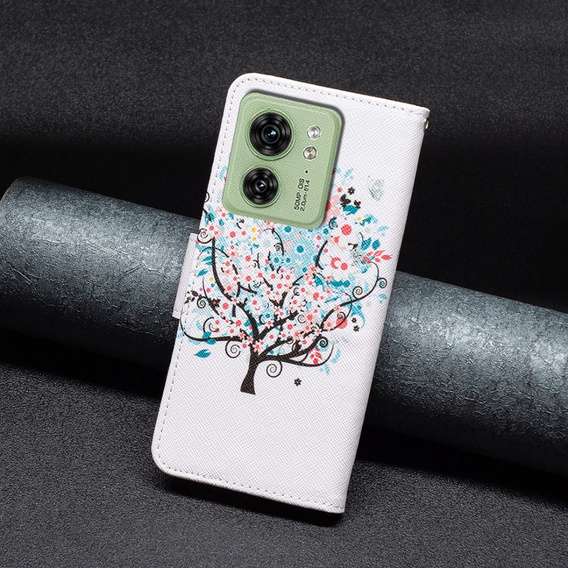 Etui z klapką do Motorola Edge 40 5G, Wallet, Colorful Tree białe