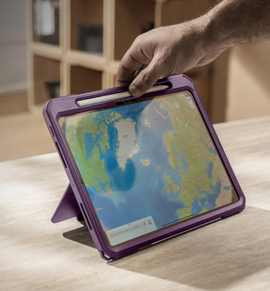 Etui Dexnor 360° do iPad Pro 11 2024 (5 gen.), z paskiem i miejscem na rysik - fioletowe