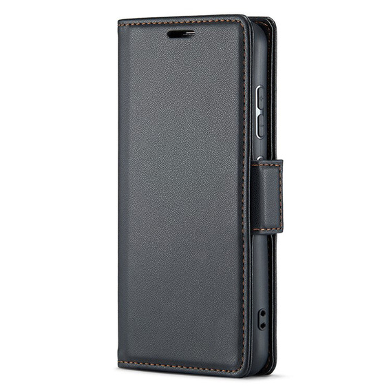 Etui do Samsung Galaxy S25 Ultra, ERBORD Glossy Litchi, portfel z klapką, czarne