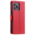 Etui z klapką do iPhone 16 Pro Max, Rhombus Crossbody Leather, czerwone