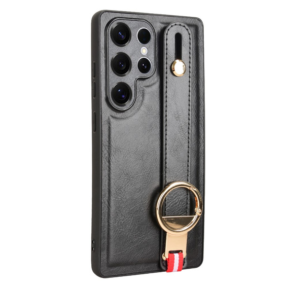 Etui do Samsung Galaxy S25 Ultra z paskiem na nadgarstek i podstawką – czarne