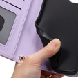 Etui z klapką do iPhone 16 Pro Max, Rhombus Crossbody Leather, fioletowe