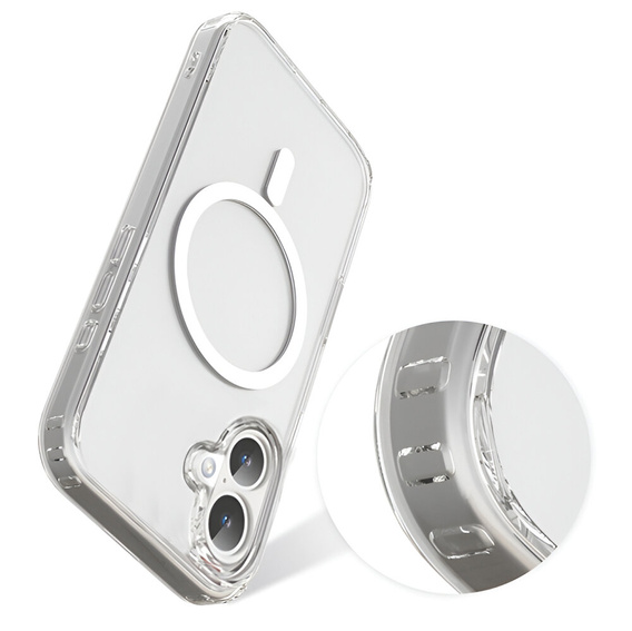 Etui do iPhone 16, do MagSafe, ERBORD Hybrid, przezroczyste + Szkło na ekran