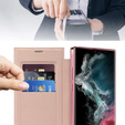 Etui z klapką do Samsung Galaxy S22 Ultra 5G, RFID Wallet MagSafe z ochroną aparatu, różowe