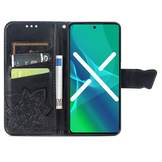 Etui z klapką do Infinix Smart 7 HD 4G, Butterfly, czarne