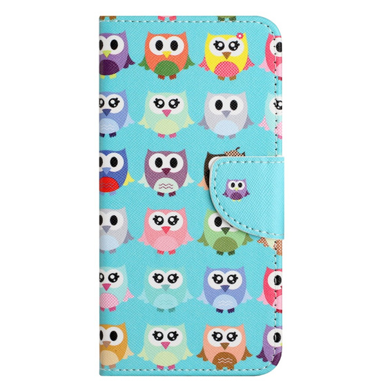 Etui z klapką do Motorola Moto G73 5G, Wallet, Owls niebieskie