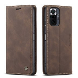 Etui CASEME do Xiaomi Redmi Note 10 Pro, Leather Wallet Case, kawowe
