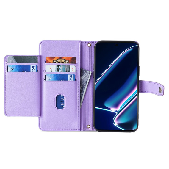 Etui z klapką do Realme 11 Pro 5G / Pro+ 5G, Wallet Zipper Pocket, fioletowe