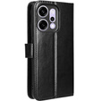 Etui z klapką do Oppo Reno 14, z fakturą Crazy Horse, czarne