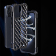 Etui R-JUST do iPhone 15 Pro, pancerne Hollow, szare