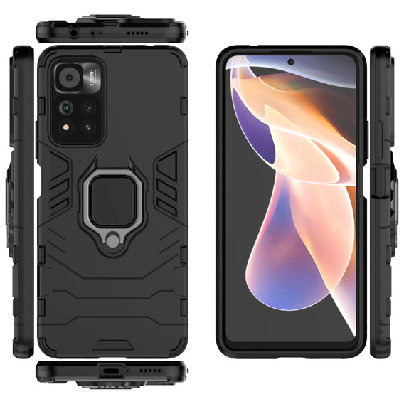 Etui do Xiaomi Poco M4 Pro 5G / Redmi Note 11S 5G, Kickstand Ring, czarne