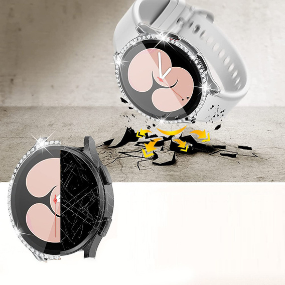 2w1 Etui + Szkło Hartowane do Samsung Galaxy Watch 6 40mm, Przezroczyste, Bezbarwne