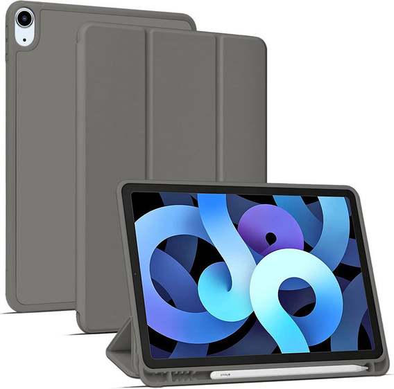 Etui do iPad 11" 2025 A16 (11 gen.) / iPad 10.9" 2022 (10 gen.), Smart Pencil, z miejscem na rysik, szare