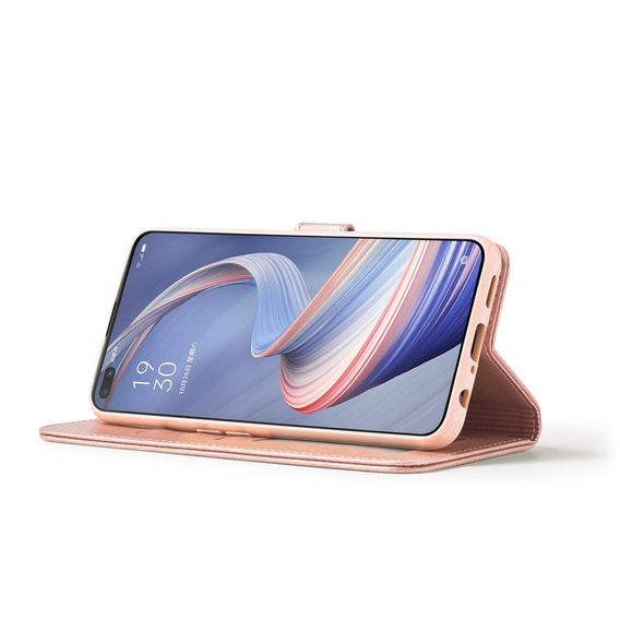 Etui z klapką do Oppo Reno 4 Z 5G, LC.IMEEKE, różowe rose gold