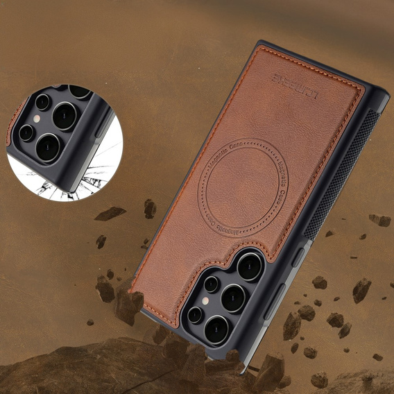 Etui do Samsung Galaxy S25 Ultra, LC.IMEEKE, kompatybilne z MagSafe – brązowe