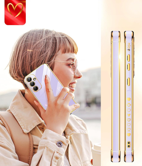 Etui do Samsung Galaxy A54 5G, Electro heart, fioletowe + 2x Szkło 9H