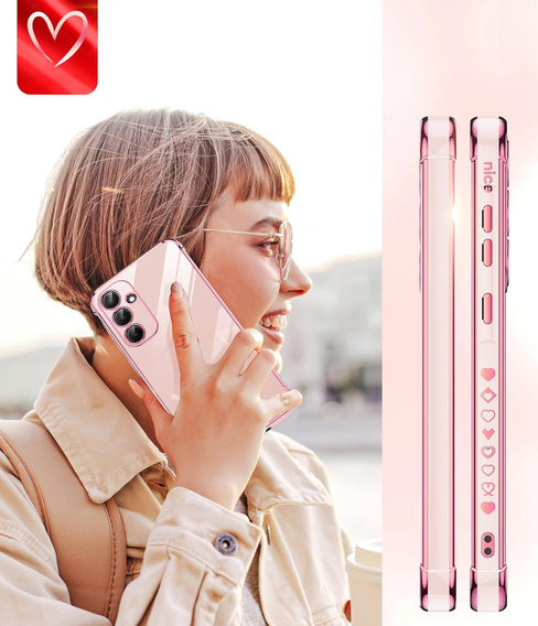 Etui do Samsung Galaxy A54 5G, Electro heart, różowe rose gold + 2x Szkło 9H