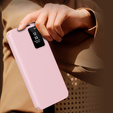 Etui do Samsung Galaxy A56 5G – skórzane z okienkiem Smart View i kieszenią na kartę, różowe