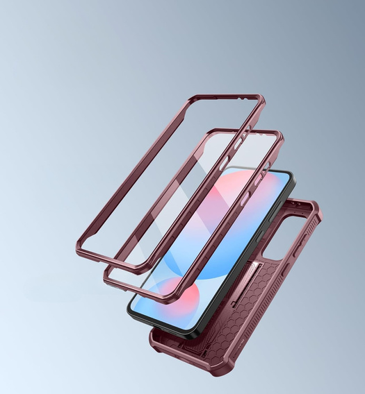 Etui pancerne do Samsung Galaxy S24 FE, Dexnor Full Body (Two Frames), czerwone