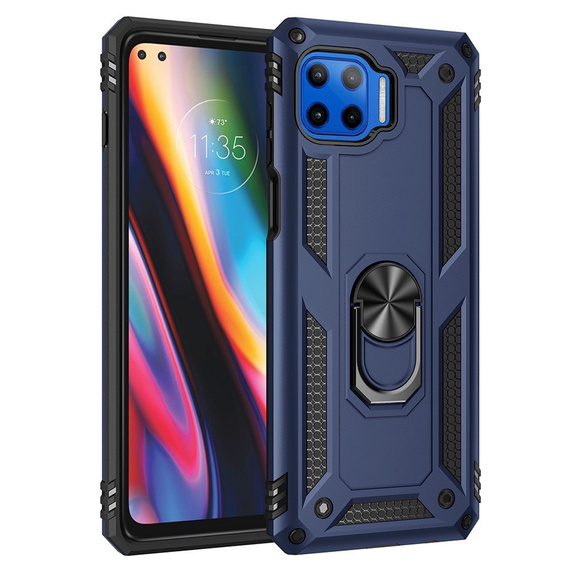 Etui pancerne do Motorola Moto G 5G Plus, Nox Case Ring, niebieskie