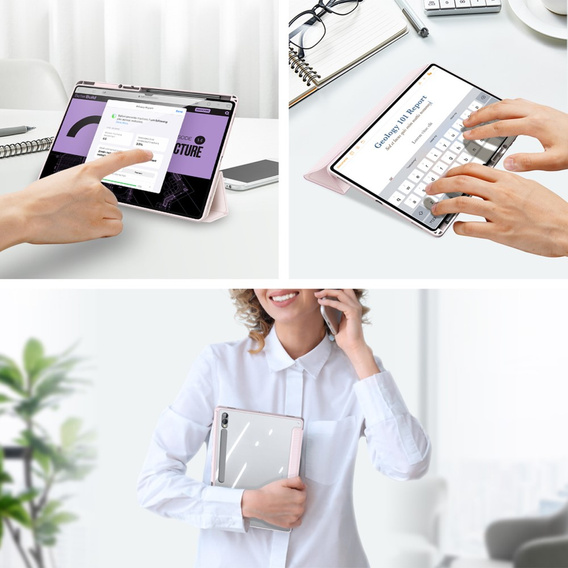 Etui Dux Ducis do Samsung Galaxy Tab S9 Ultra z miejscem na rysik, Jasnoróżowe