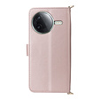 Etui z klapką do Xiaomi Poco F7 Pro / F7 Ultra, Crossbody Leather Wallet, różowe