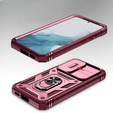 Etui pancerne do Samsung Galaxy S23 Plus, CamShield Slide, różowe / czerwone