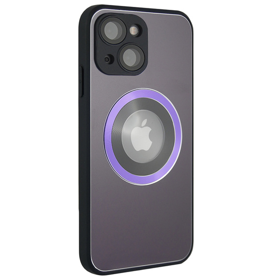 Zestaw Etui do Magsafe do iPhone 13, Hole for Apple Logo, fioletowe + Szkło