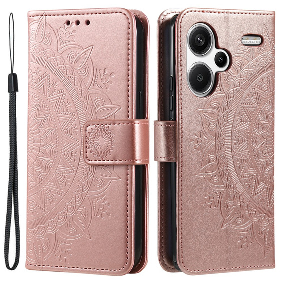 Etui z klapką do Xiaomi Redmi Note 13 Pro+, Mandala, różowe rose gold