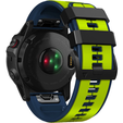 Pasek Silikonowy do Garmin Fenix 26mm, Lime / Blue