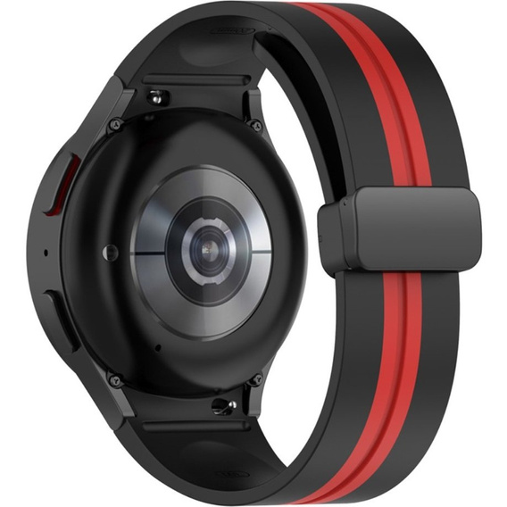 Pasek Silikonowy do Samsung Galaxy Watch 4/5/6 40/42/43/44/45/46/47mm, Czarny / Czerwony