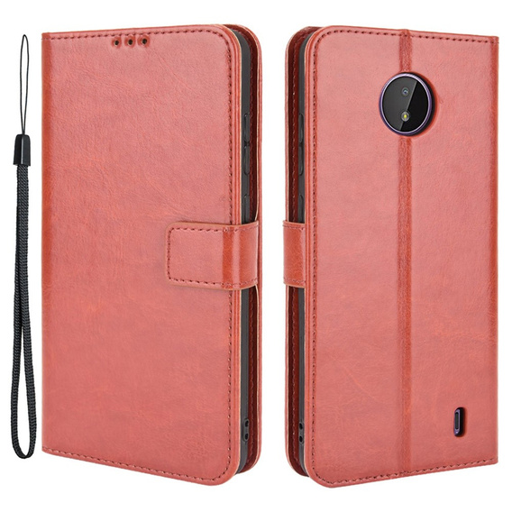 Etui z klapką do Nokia C10 / C20, Crazy Horse Wallet, brązowe