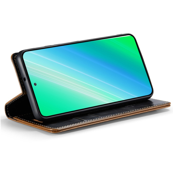 Etui z klapką do Samsung Galaxy S23, ERBORD Waxy Wallet, brązowe