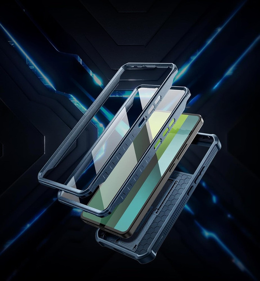 Pancerne etui Dexnor z podstawką i osłoną kamery do Xiaomi Redmi Note 13 Pro 5G / POCO X6 5G - niebieskie