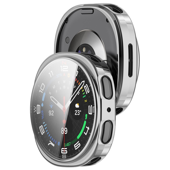 2w1 Etui z Osłoną na Ekran do Samsung Galaxy Watch 8 44mm, Srebrne