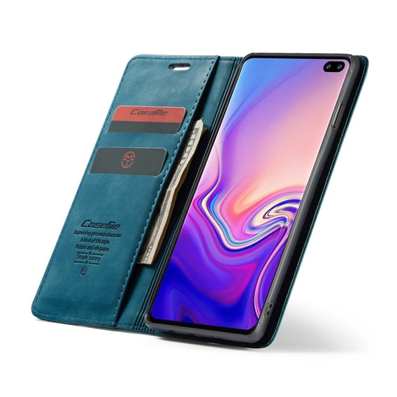 Etui CASEME do Samsung Galaxy S10, Leather Wallet Case, niebieskie