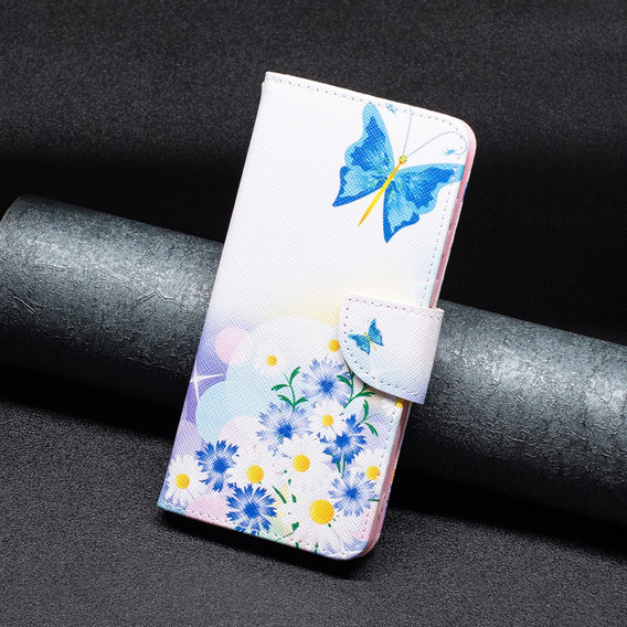 Etui z klapką do Xiaomi Redmi 12C, Wallet, Butterfly & Flowers białe