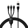 Baseus kabel 3w1 Flash II USB + USB-C do Lightning / USB-C / microUSB, 1,5 m, 3,5 A, 100 W do urządzeń z USB-C, Lightning i microUSB