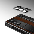 Etui z podstawką Leather+PC z szybą i rysikiem do Samsung Galaxy Z Fold6 5G, brązowe