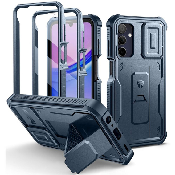 Etui pancerne do Samsung Galaxy A15, Dexnor Full Body (Two Frames), niebieskie