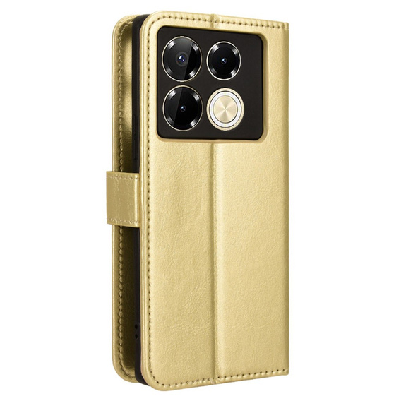 Etui z klapką do Infinix Note 40 Pro Plus, Crazy Horse Wallet, złote